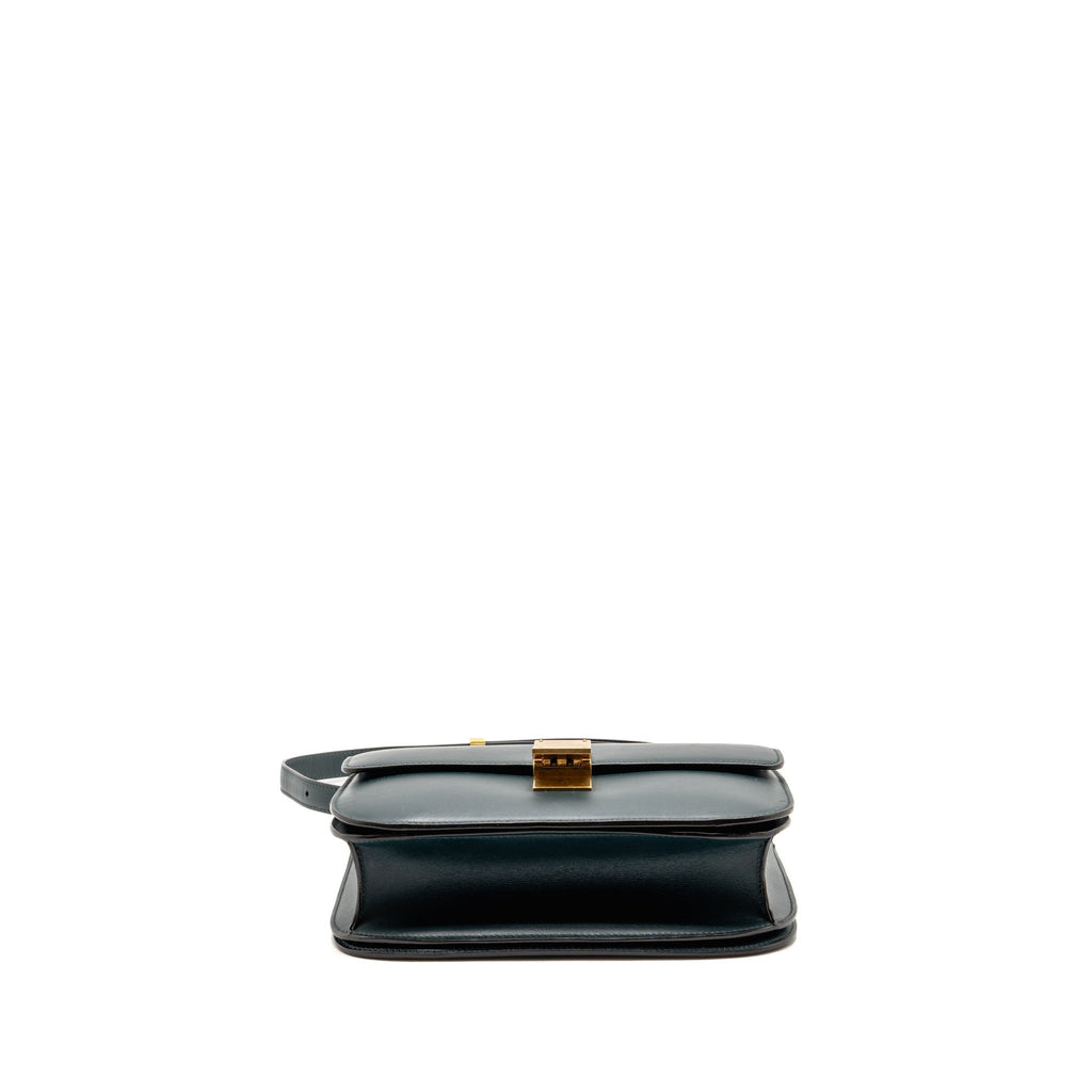 Celine Medium Classic Box Bag Calfskin Dark Green GHW