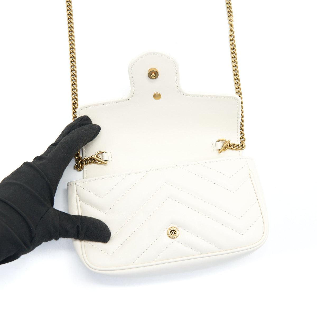 GUCCI GG MARMONT SUPER MINI BAG IN WHITE