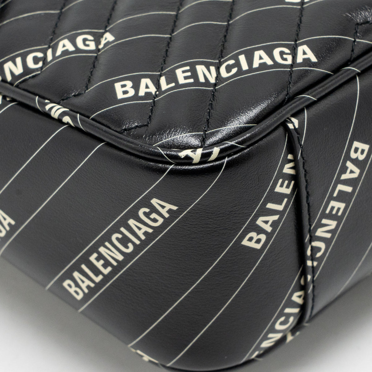Gucci x Balenciaga The Hacker Project Small GG Marmont Bag Chevron Leather Black/White GHW