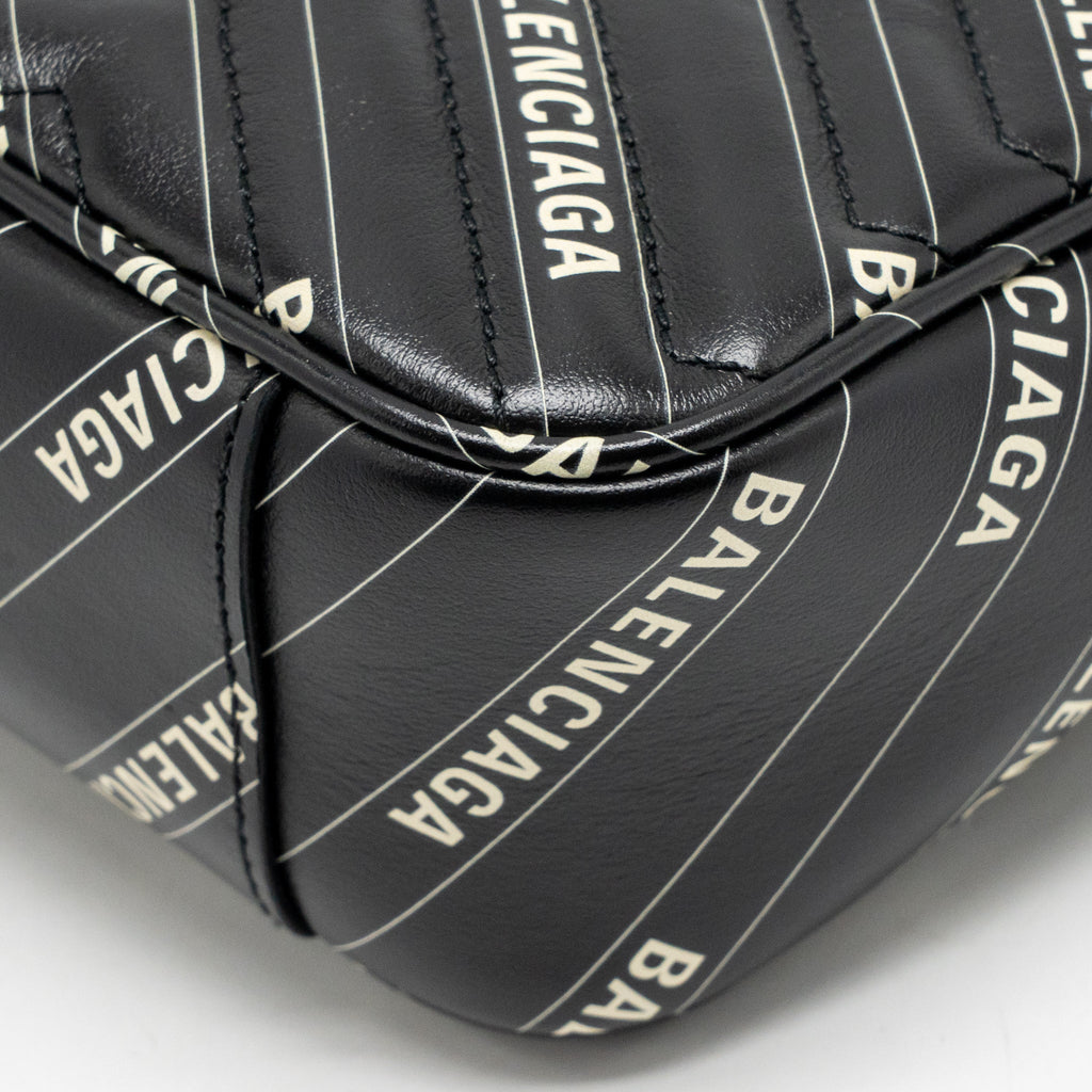 Gucci x Balenciaga The Hacker Project Small GG Marmont Bag Chevron Leather Black/White GHW