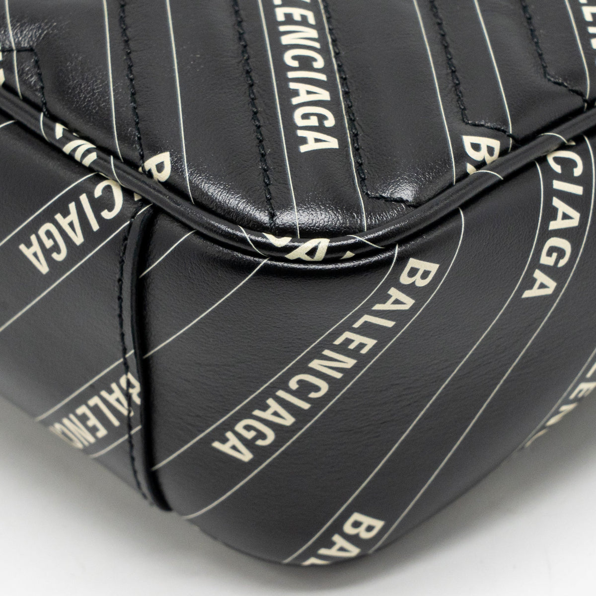 Gucci x Balenciaga The Hacker Project Small GG Marmont Bag Chevron Leather Black/White GHW