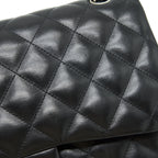 CHANEL CLASSIC JUMBO DOUBLE FLAP BAG LAMBSKIN BLACK SHW