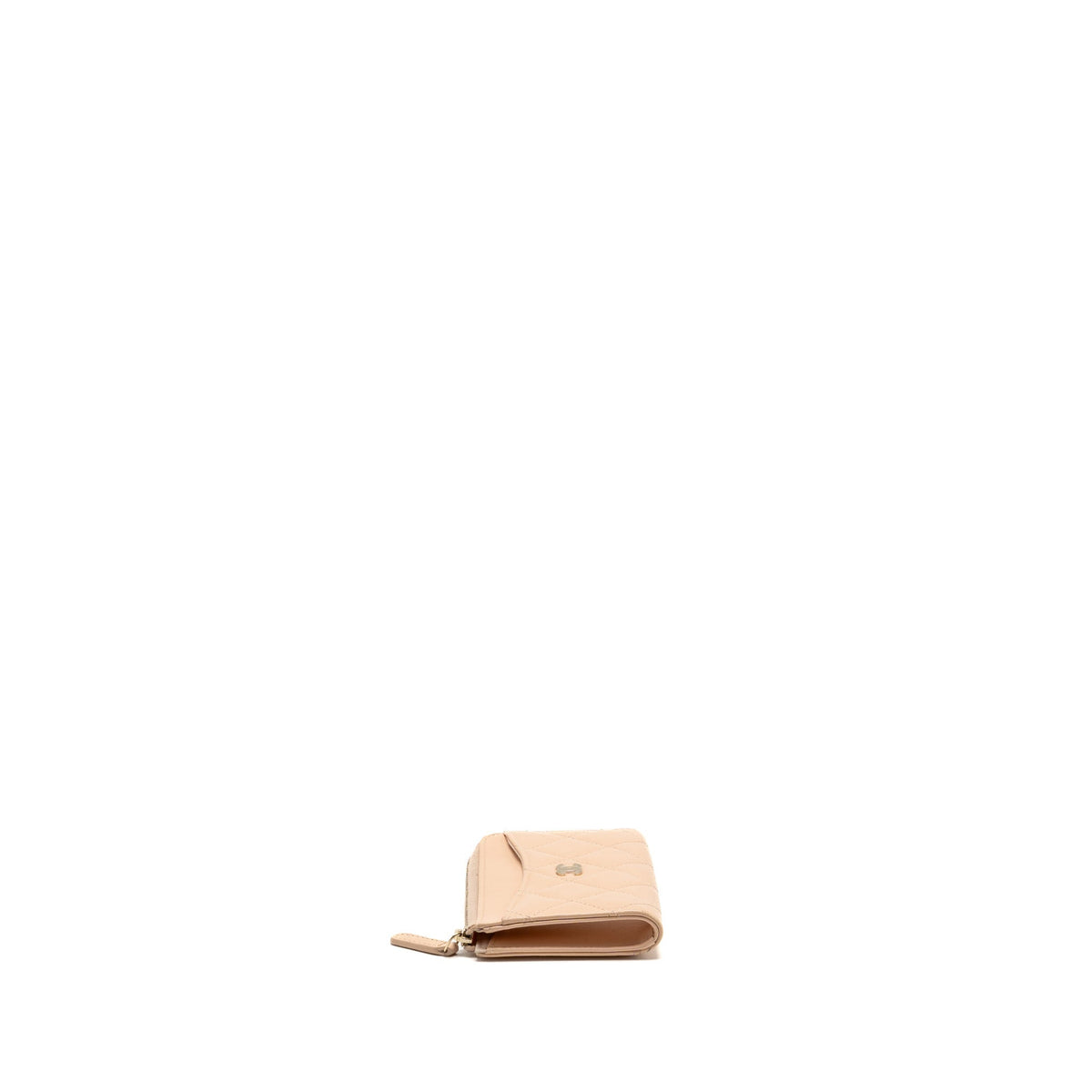 Chanel CC Zip Around Card Holder Caviar Beige LGHW (Microchip)