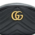 GUCCI GG MARMONT MATELASSE LEATHER BELT BAG IN BLACK 85CM