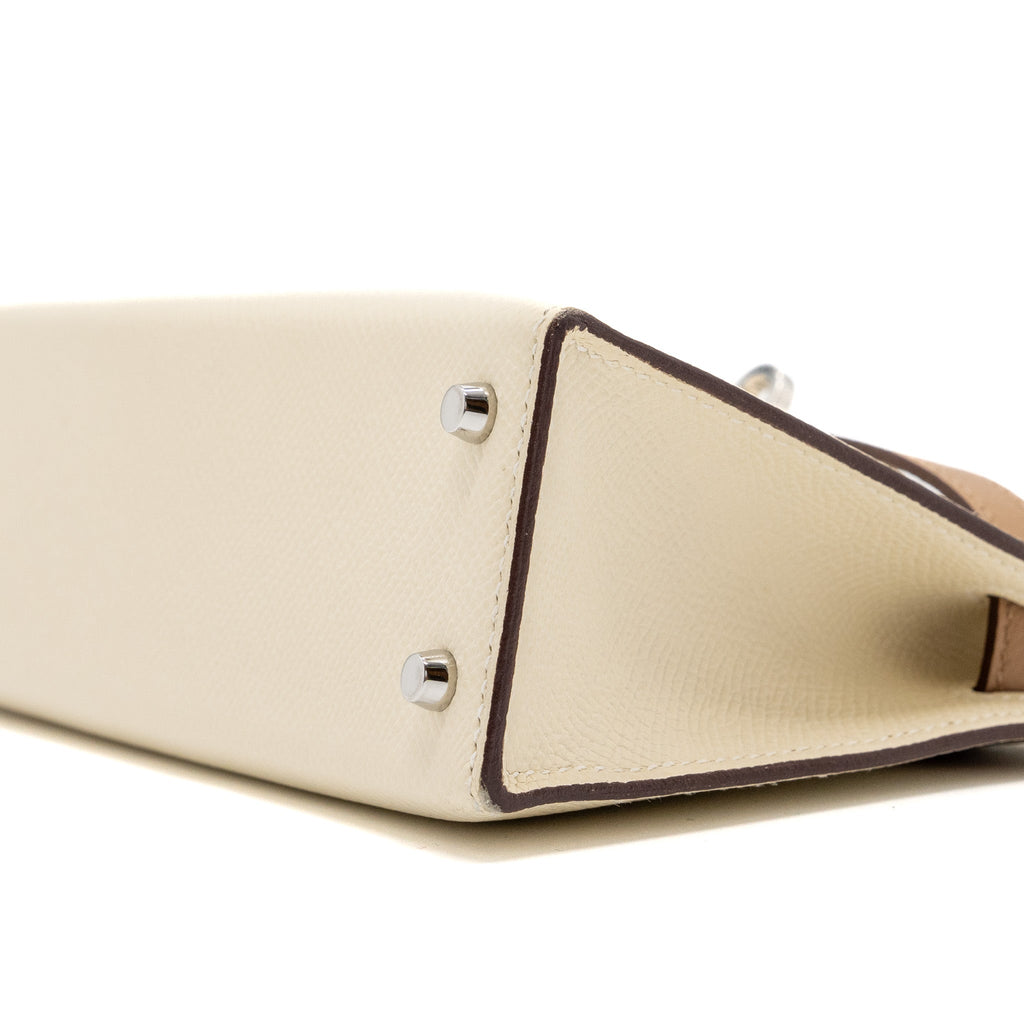 Hermes mini kelly II epsom nata / chai / gris Meyer SHW