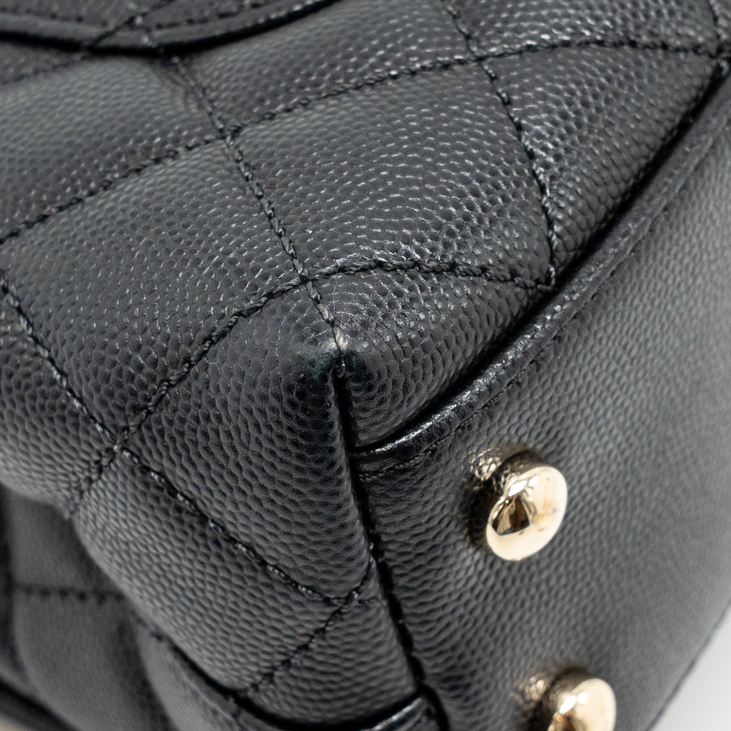 CHANEL MINI COCO HANDLE CAVIAR BLACK LGHW (MICROCHIP)