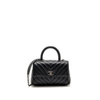 CHANEL SMALL COCO HANDLE CHEVRON CAVIAR BLACK SHW
