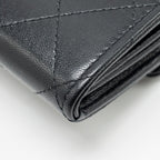 CHANEL QUILTED PEARL LONG WALLET ON CHAIN GOATSKIN BLACK GHW