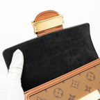 LOUIS VUITTON DAUPHINE EAST-WEST CHAIN SHOULDER BAG MONOGRAM REVERSE CANVAS GHW