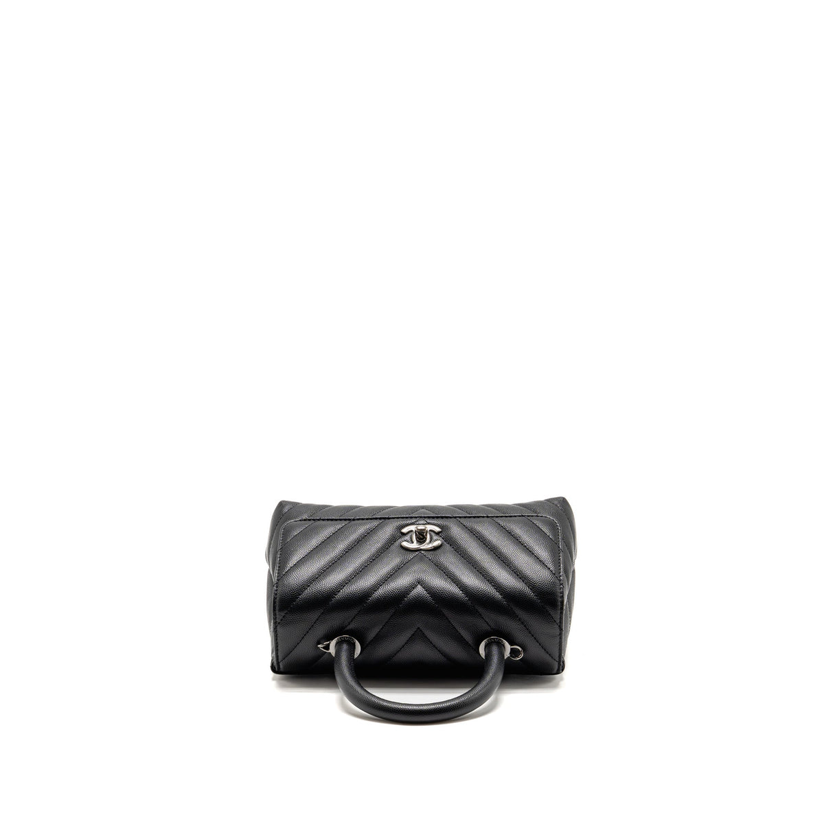 CHANEL SMALL COCO HANDLE CHEVRON CAVIAR BLACK SHW