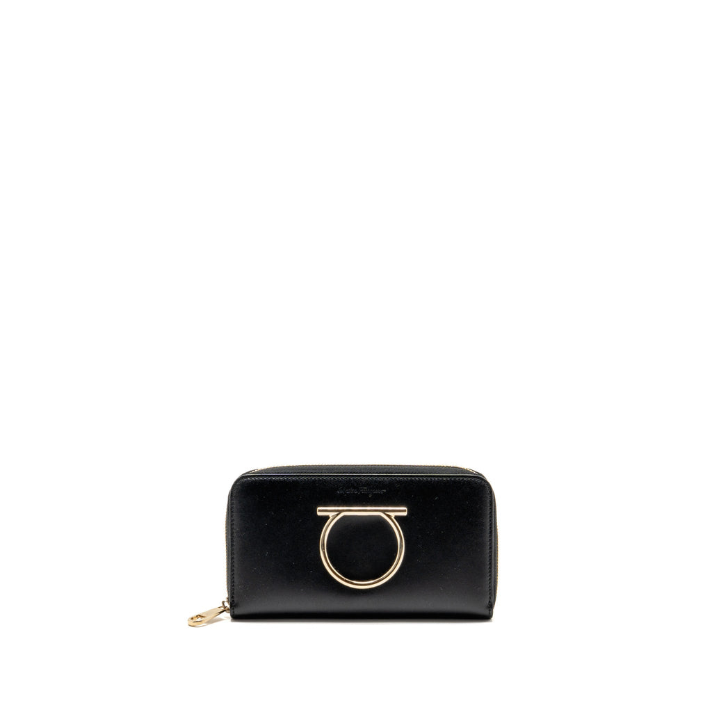 Salvatore Ferragamo Vara Bow Bag Red/Pink and Oversize Gancini Wallet Black Calfskin GHW (Sell in Set)