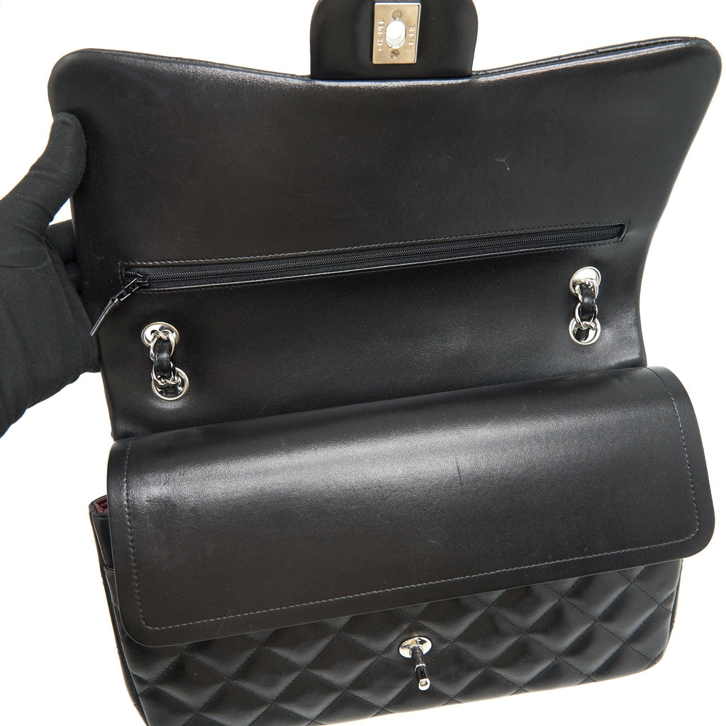 CHANEL CLASSIC JUMBO DOUBLE FLAP BAG LAMBSKIN BLACK SHW