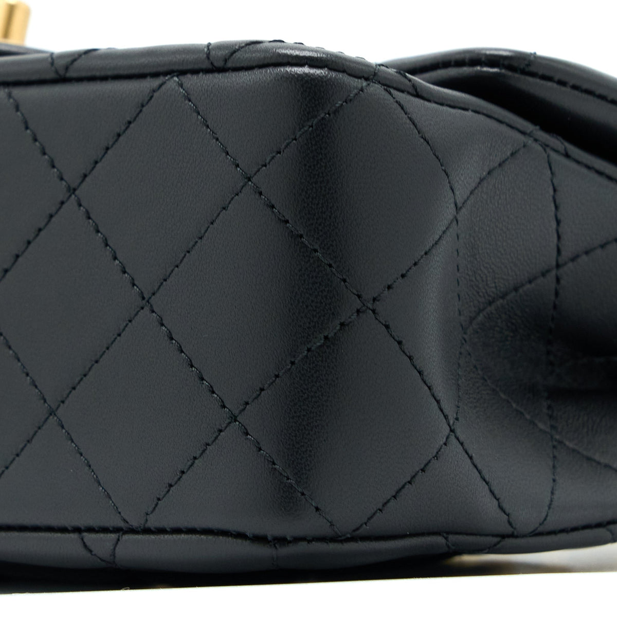 CHANEL 23C PEARL CRUSH MINI RECTANGULAR FLAP BAG LAMBSKIN BLACK BRUSHED GHW (MICROCHIP)