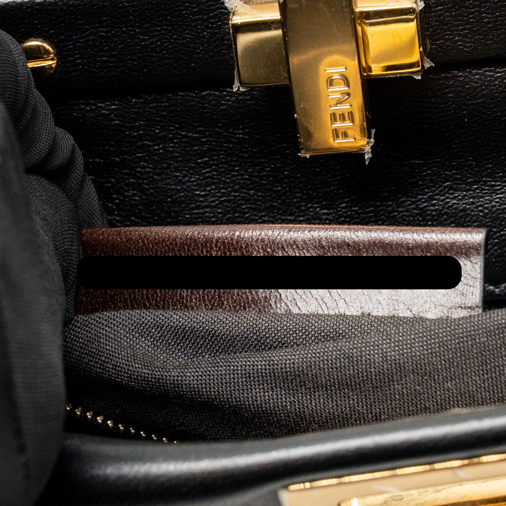Fendi Mini Peekaboo Lambskin/Shearling Tabacco/Black GHW
