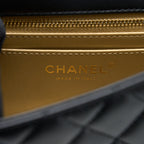 CHANEL 23C PEARL CRUSH MINI RECTANGULAR FLAP BAG LAMBSKIN BLACK BRUSHED GHW (MICROCHIP)