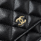 CHANEL CLASSIC WALLET ON CHAIN CAVIAR BLACK GHW (MICROCHIP)