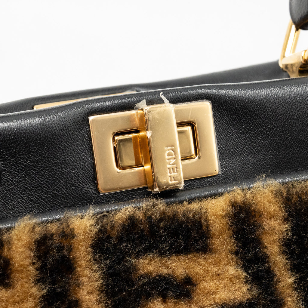 Fendi Mini Peekaboo Lambskin/Shearling Tabacco/Black GHW