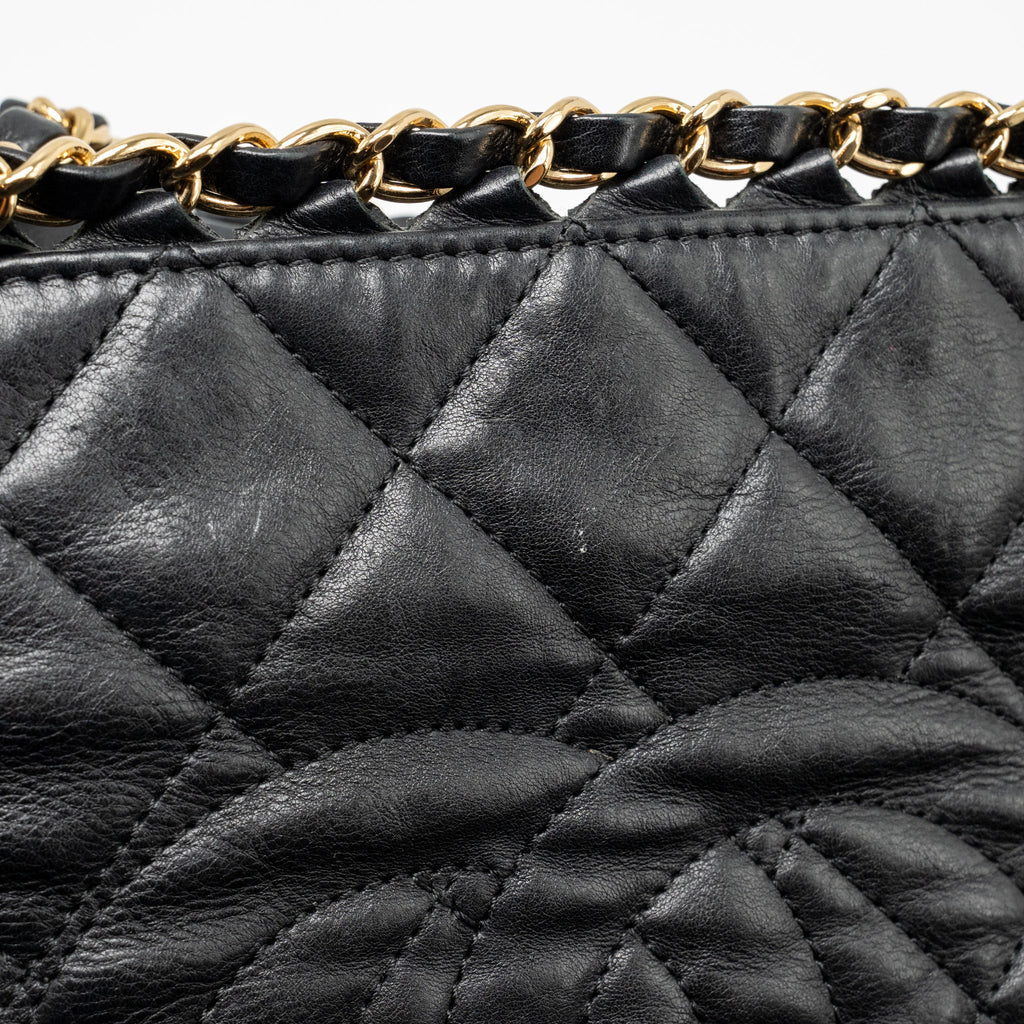 Chanel Quilted Chain Me Tote Bag Lambskin Black GHW