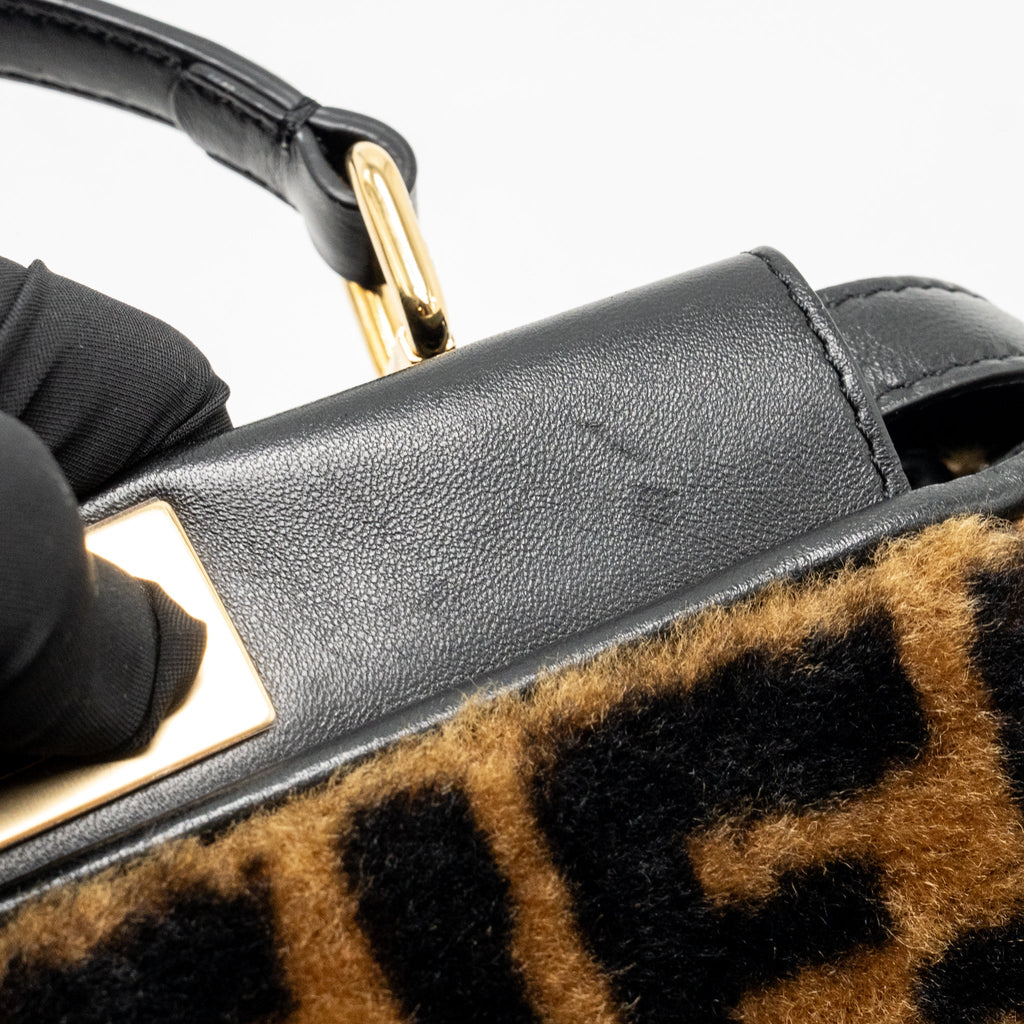 Fendi Mini Peekaboo Lambskin/Shearling Tabacco/Black GHW