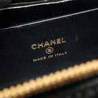 CHANEL LONG VANITY WITH COCO CHARM CHAIN LAMBSKIN BLACK GHW (MICROCHIP)