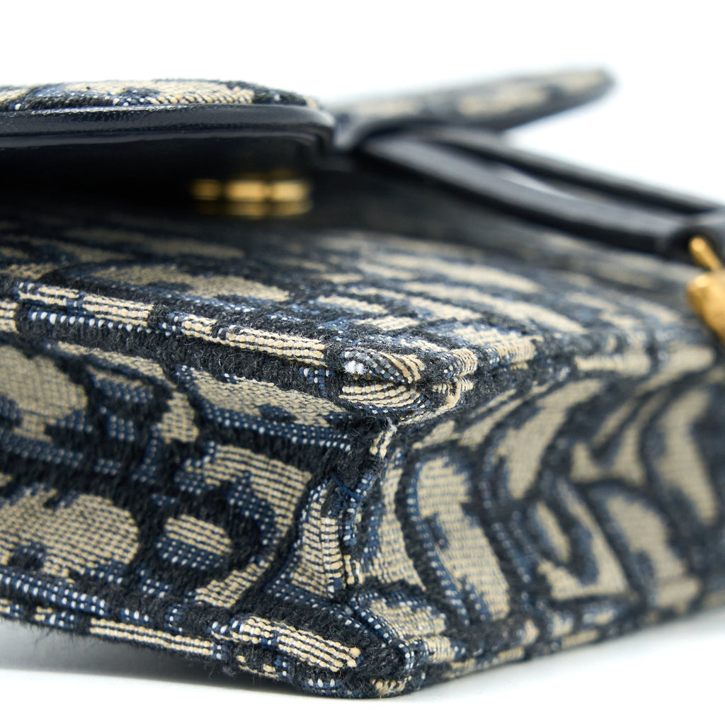 DIOR SADDLE BELT POUCH BLUE OBLIQUE JACQUARD GHW