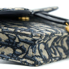 DIOR SADDLE BELT POUCH BLUE OBLIQUE JACQUARD GHW