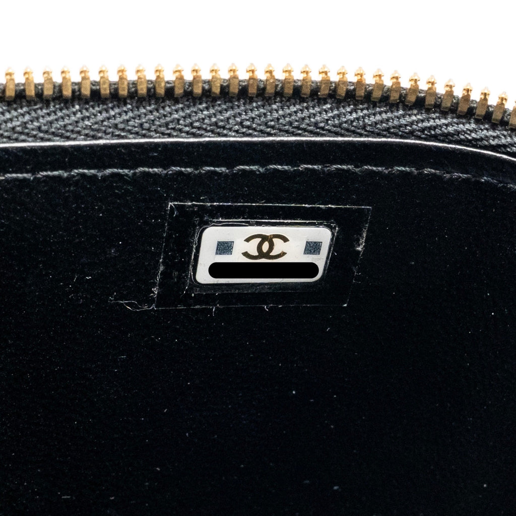 CHANEL LONG VANITY WITH COCO CHARM CHAIN LAMBSKIN BLACK GHW (MICROCHIP)