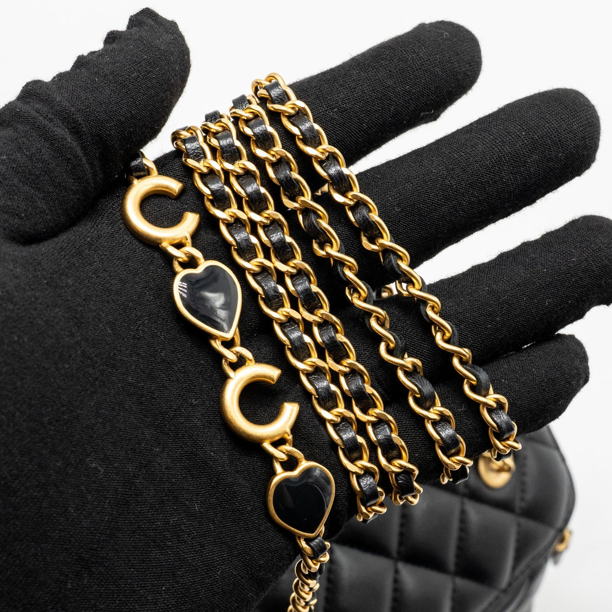 CHANEL LONG VANITY WITH COCO CHARM CHAIN LAMBSKIN BLACK GHW (MICROCHIP)