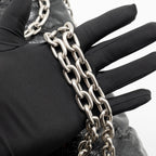 Balenciaga Medium Monaco Chain Shoulder Bag Crinkled Leather Black SHW