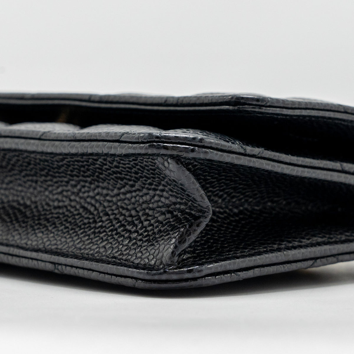 CHANEL CLASSIC WALLET ON CHAIN CAVIAR BLACK GHW (MICROCHIP)