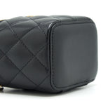 CHANEL TOP HANDLE MINI VANITY WITH CHAIN LAMBSKIN BLACK LGHW