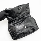 Balenciaga Medium Monaco Chain Shoulder Bag Crinkled Leather Black SHW