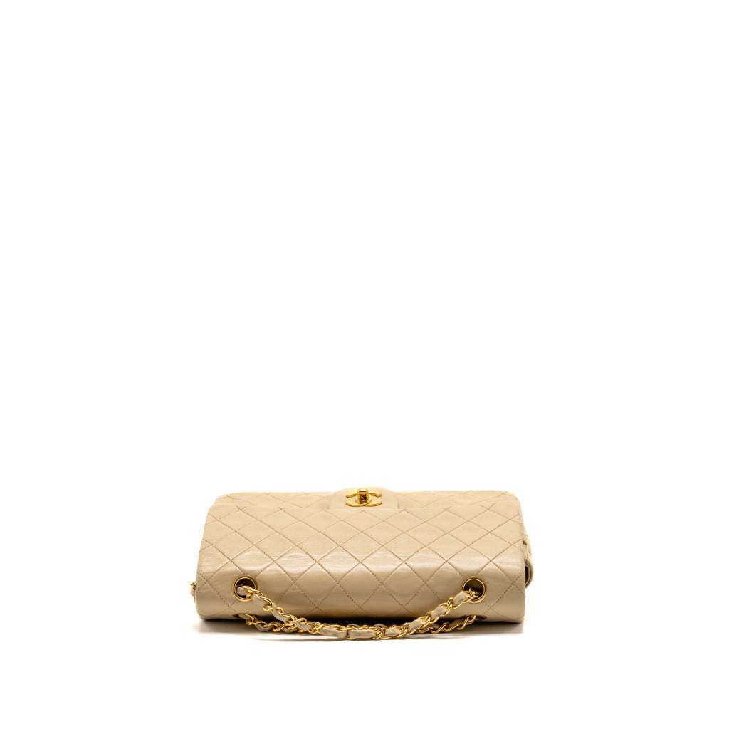 Chanel Vintage Medium Classic Double Flap Bag Lambskin Beige GHW