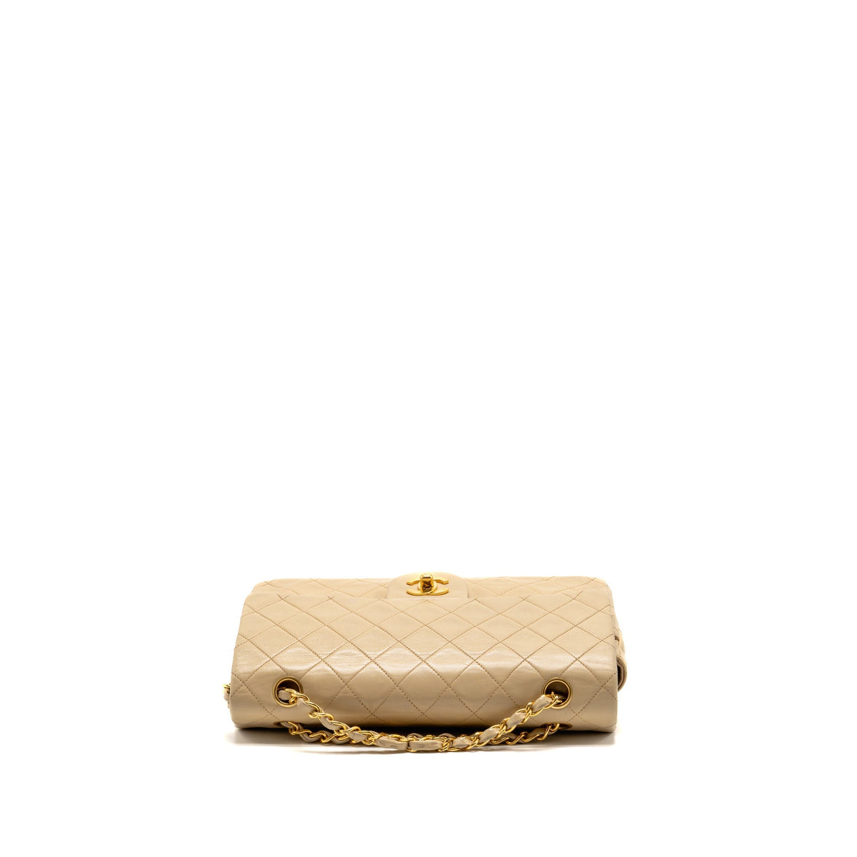 Chanel Vintage Medium Classic Double Flap Bag Lambskin Beige GHW