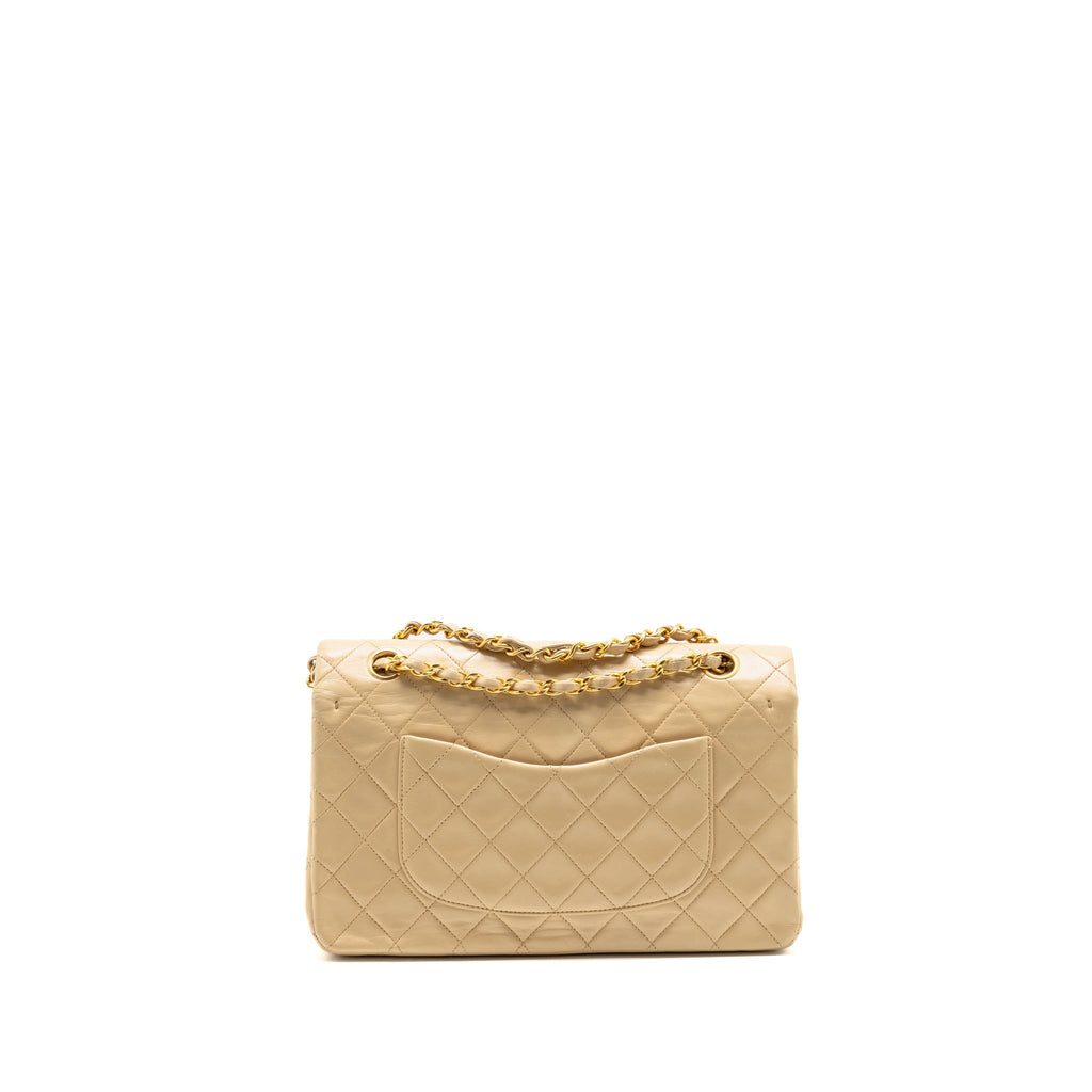 Chanel Vintage Medium Classic Double Flap Bag Lambskin Beige GHW