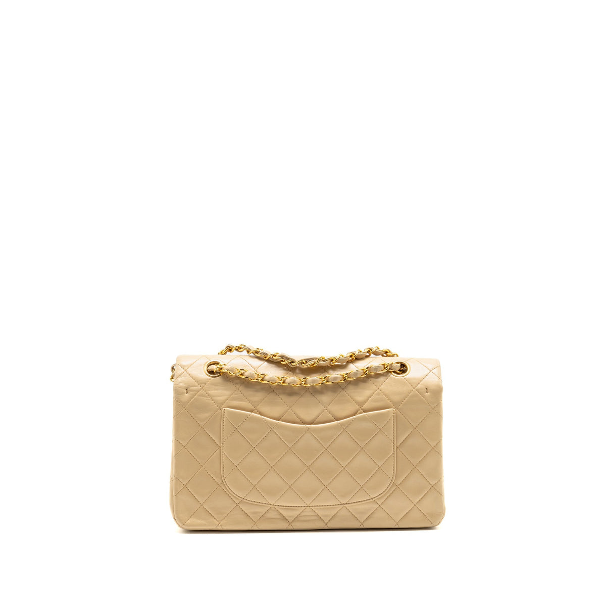 Chanel Vintage Medium Classic Double Flap Bag Lambskin Beige GHW