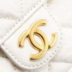 CHANEL 23B SMALL HOBO BAG SHINY CALFSKIN WHITE BRUSHED GHW(MICROCHIP)