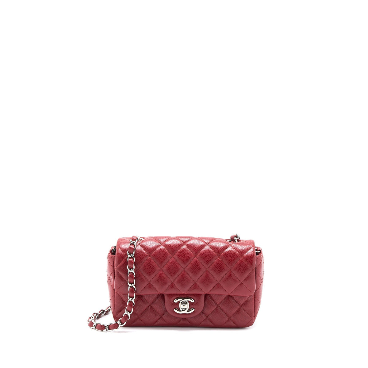 CHANEL MINI RECTANGULAR FLAP BAG CAVIAR RED SHW