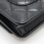 CHANEL CLASSIC WALLET ON CHAIN CAVIAR BLACK GHW (MICROCHIP)