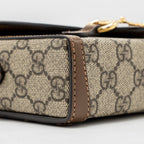 GUCCI HORSEBIT 1955 MINI BAG GG SUPREME CANVAS BEIGE/DARK BROWN GHW