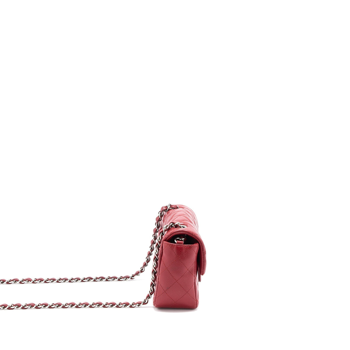 CHANEL MINI RECTANGULAR FLAP BAG CAVIAR RED SHW