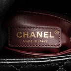 CHANEL MINI COCO HANDLE CAVIAR BLACK / BURGUNDY HANDLE LGHW (MICROCHIP)