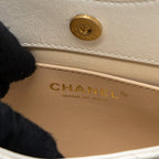 CHANEL 23B SMALL HOBO BAG SHINY CALFSKIN WHITE BRUSHED GHW(MICROCHIP)