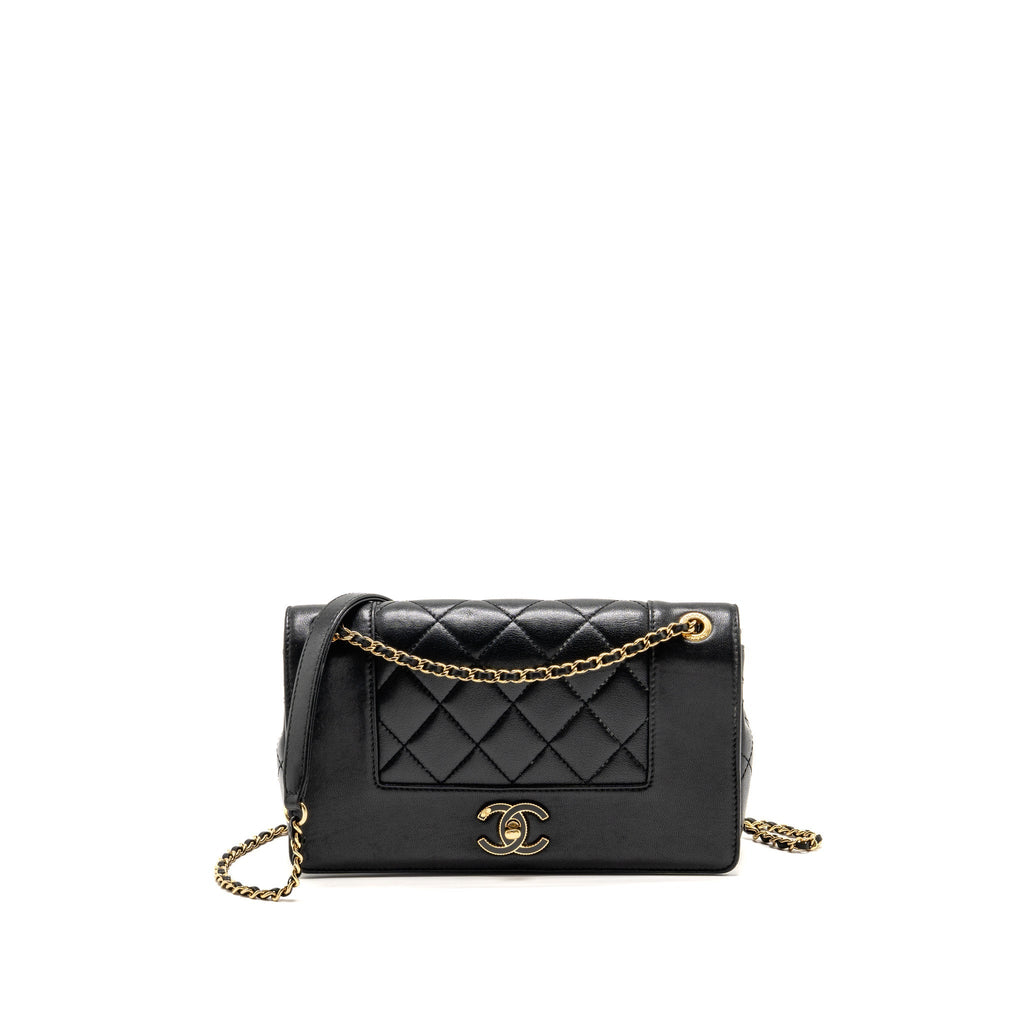 Chanel Mademoiselle Enamel Flap Bag Shiny Sheepskin Black GHW