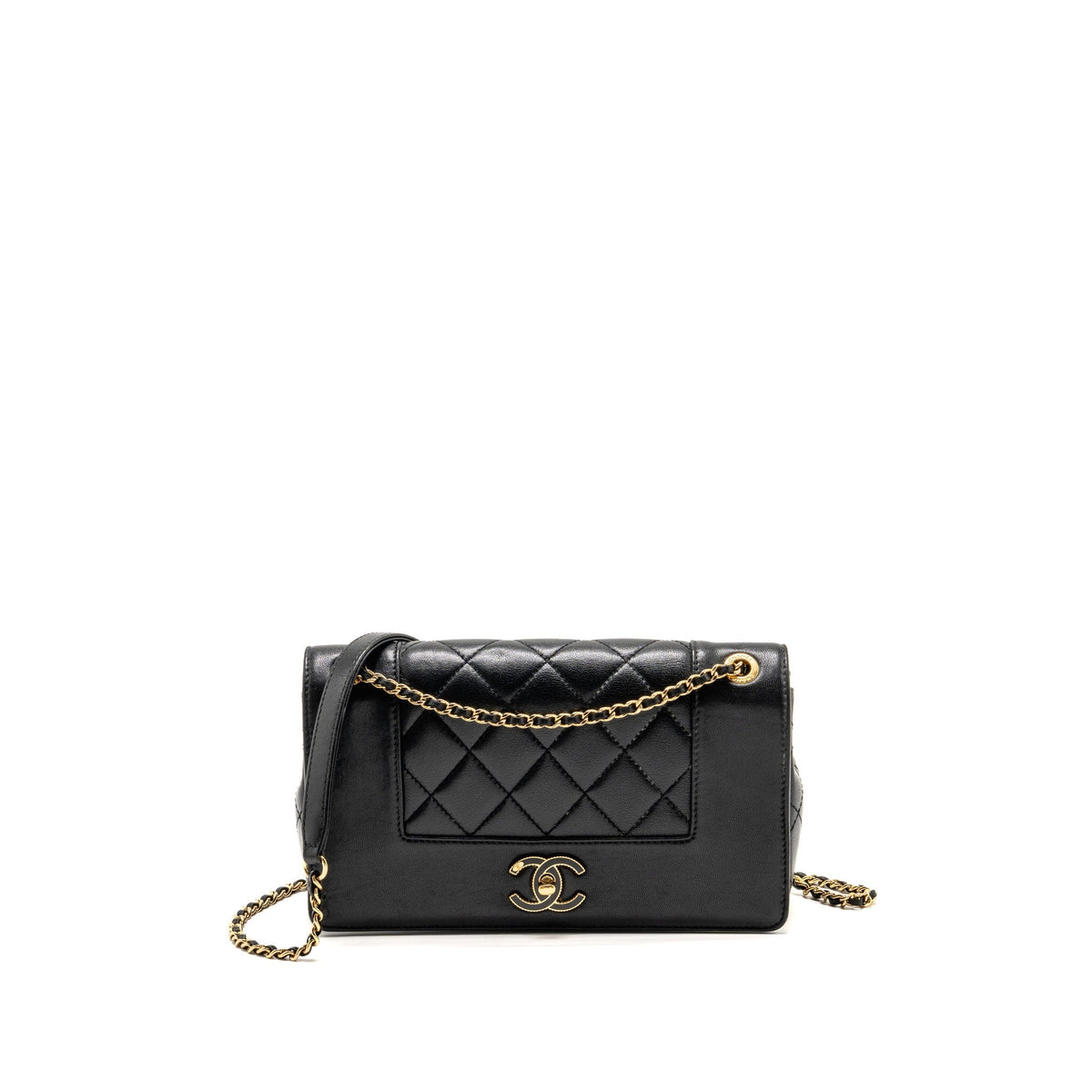 Chanel Mademoiselle Enamel Flap Bag Shiny Sheepskin Black GHW