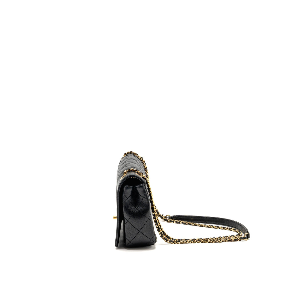 Chanel Mademoiselle Enamel Flap Bag Shiny Sheepskin Black GHW