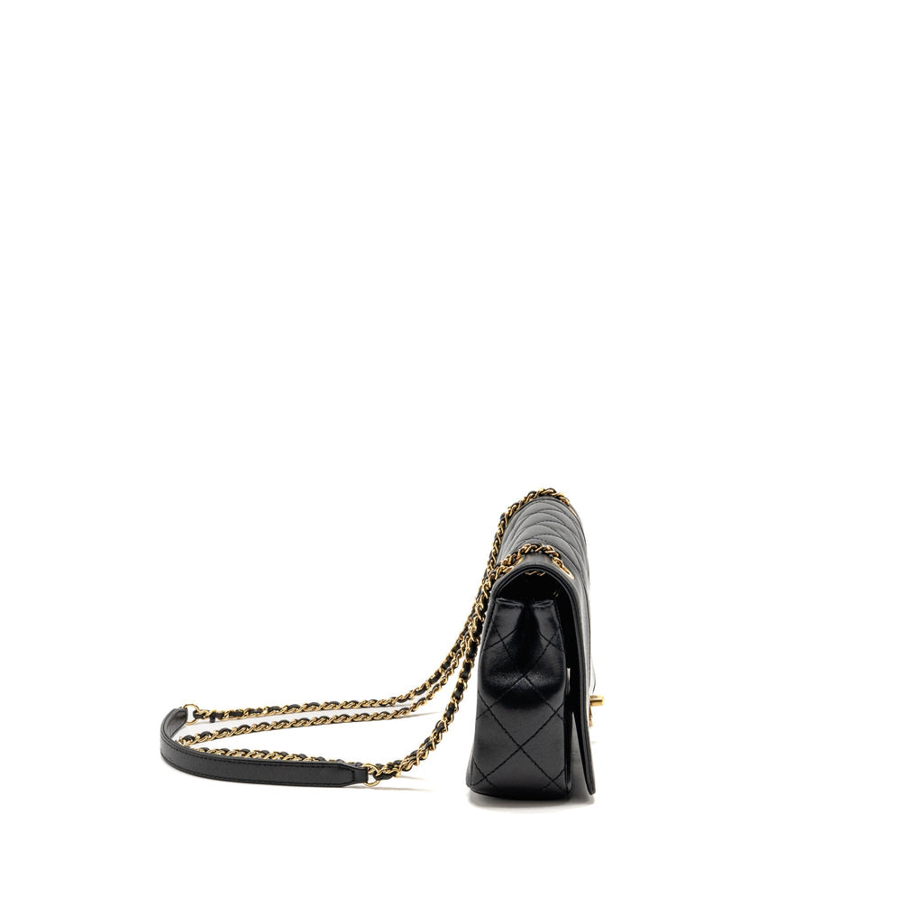 Chanel Mademoiselle Enamel Flap Bag Shiny Sheepskin Black GHW
