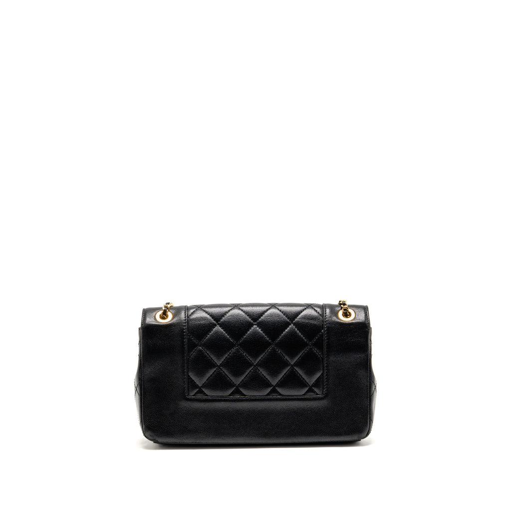 Chanel Mademoiselle Enamel Flap Bag Shiny Sheepskin Black GHW