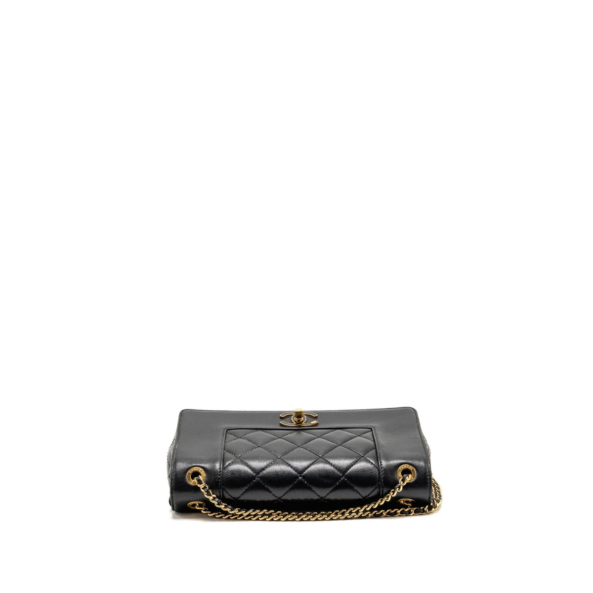 Chanel Mademoiselle Enamel Flap Bag Shiny Sheepskin Black GHW