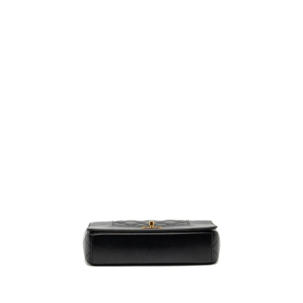 Chanel Mademoiselle Enamel Flap Bag Shiny Sheepskin Black GHW